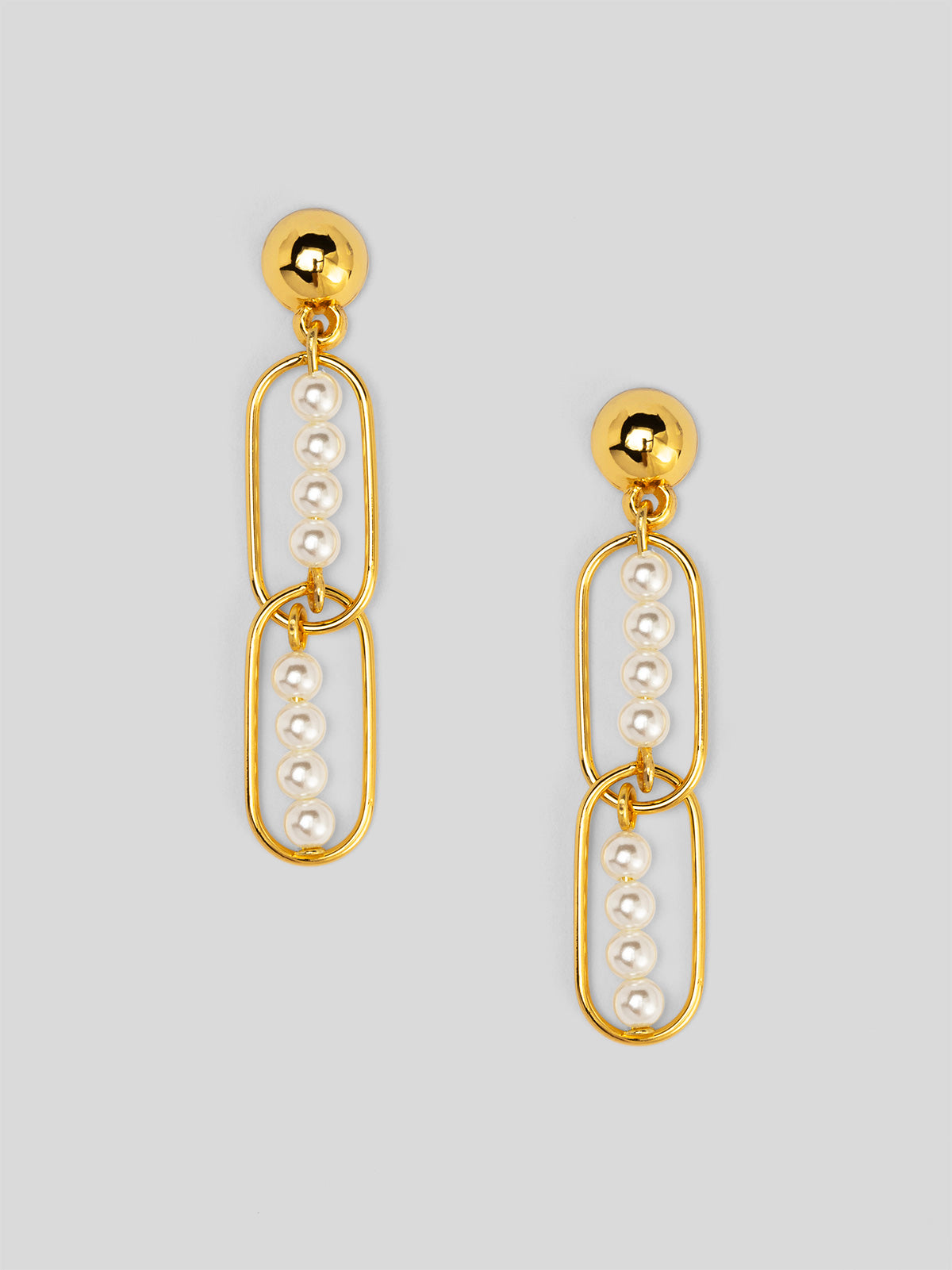 Linear Pearl Chain Drop Earring