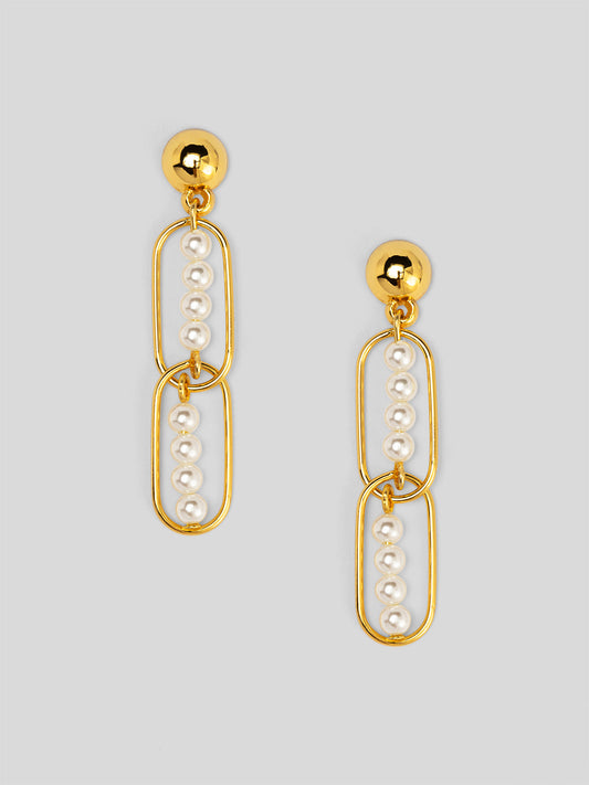 Linear Pearl Chain Drop Earring