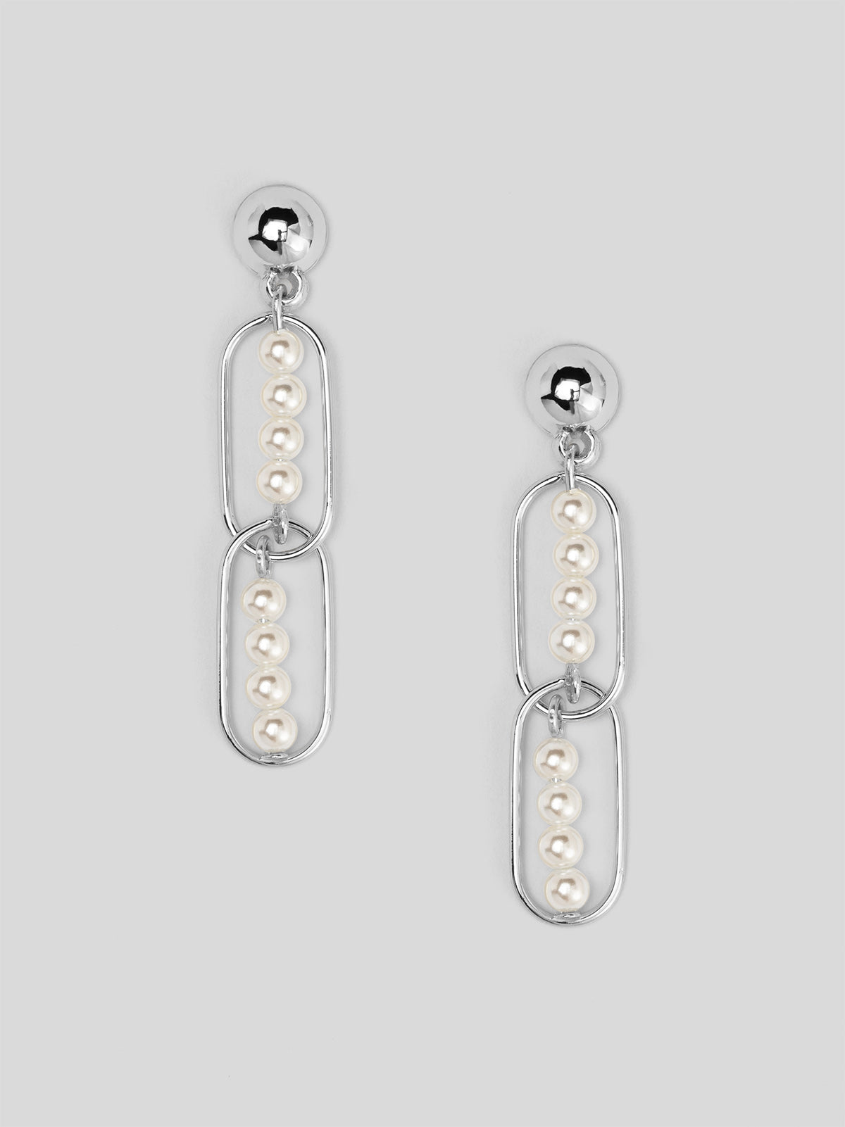 Linear Pearl Chain Drop Earring