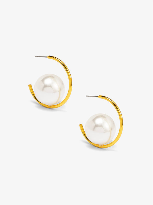 Open Orbit Pearl Hoop Earring