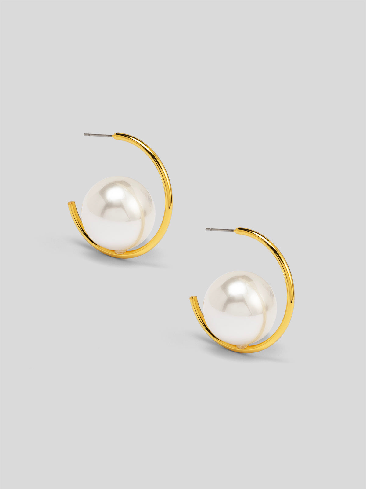 Open Orbit Pearl Hoop Earring