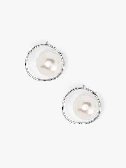 Encircled Pearl Hoop Earring