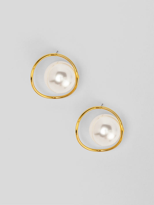 Encircled Pearl Hoop Earring