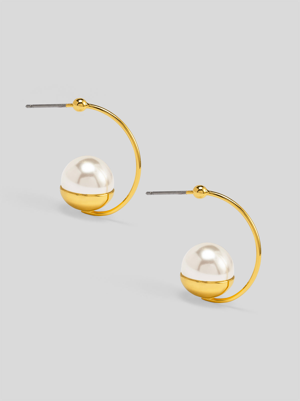 Large Pearl Half Hoop Earring