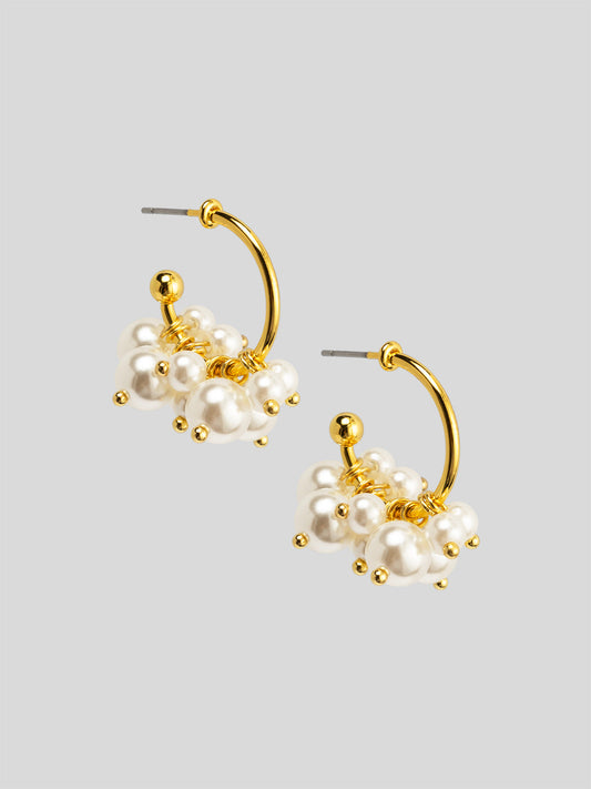 Pearl Cluster Hoop Earring