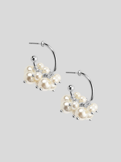 Pearl Cluster Hoop Earring