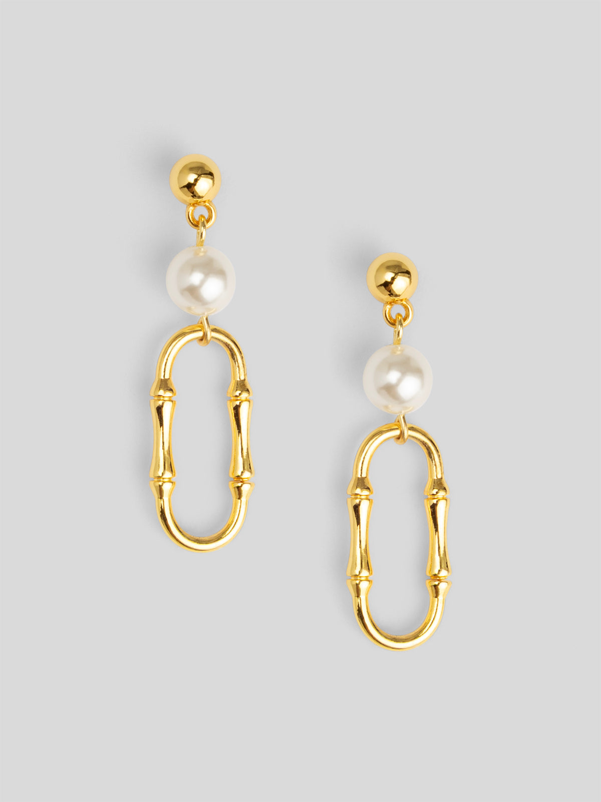 Bamboo Link Pearl Drop Earring