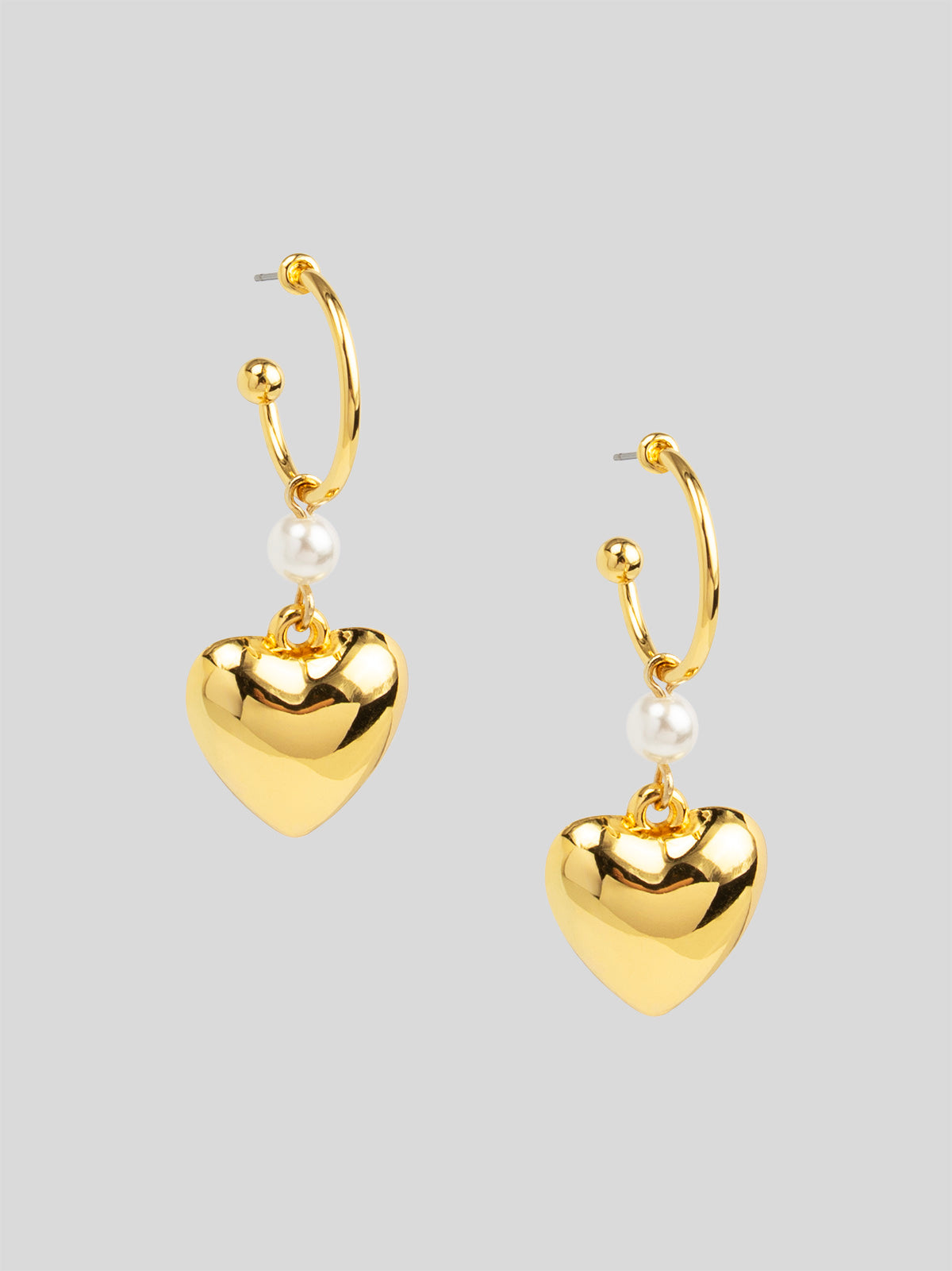 Heart Charm Pearl Hoop Earring