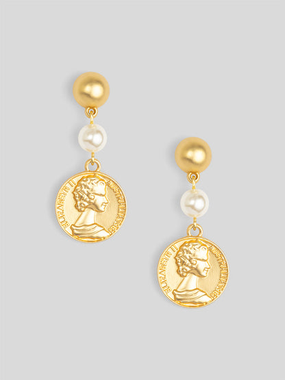 Pearls and Coins Drop Earring