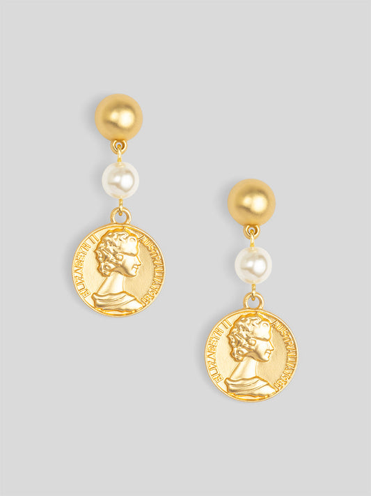 Pearls and Coins Drop Earring