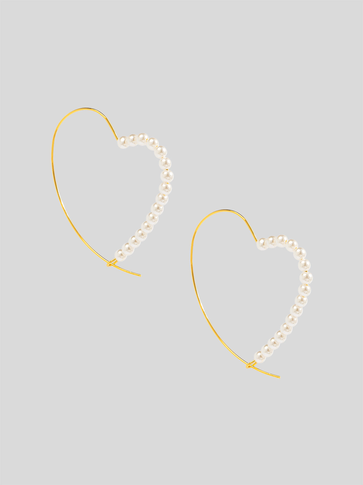 Heartline Pearl Wire Hoop Earring