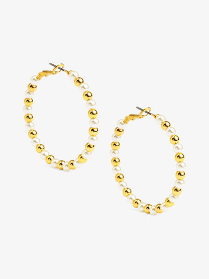 Mixed Bead Hoop Earring