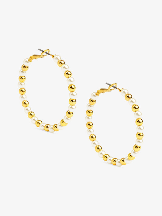 Mixed Bead Hoop Earring