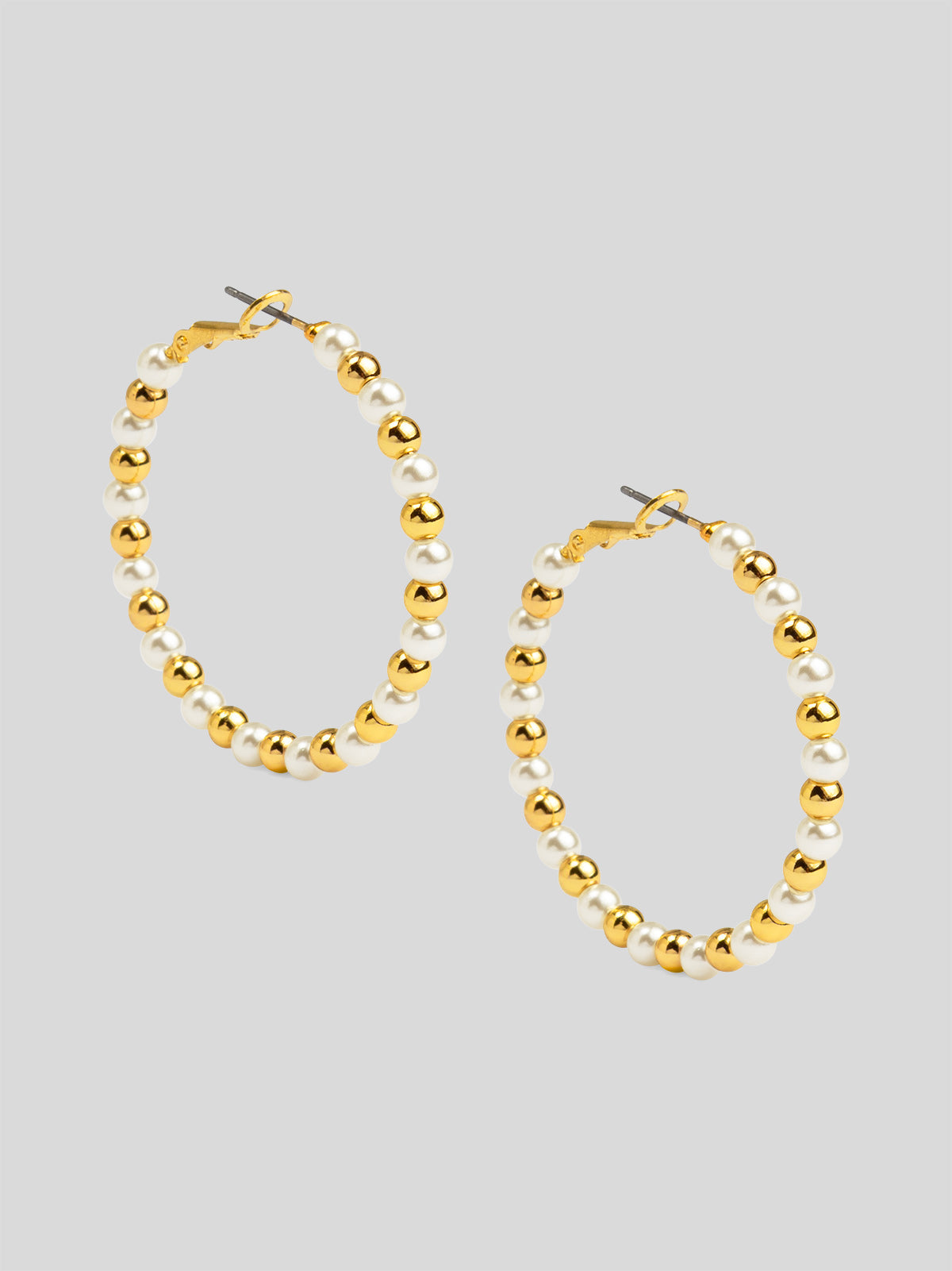 Mixed Bead Hoop Earring