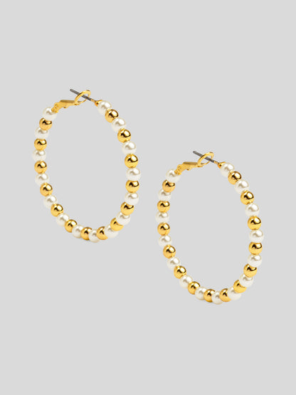 Mixed Bead Hoop Earring