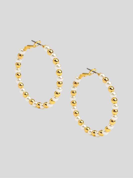 Mixed Bead Hoop Earring
