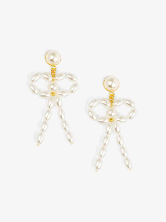 Pearl Bow Drop Earring