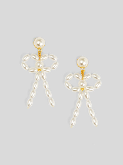 Pearl Bow Drop Earring