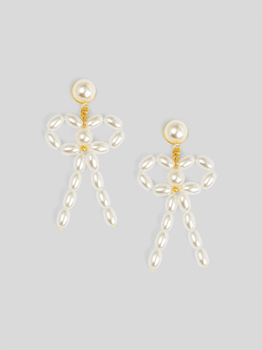 Pearl Bow Drop Earring