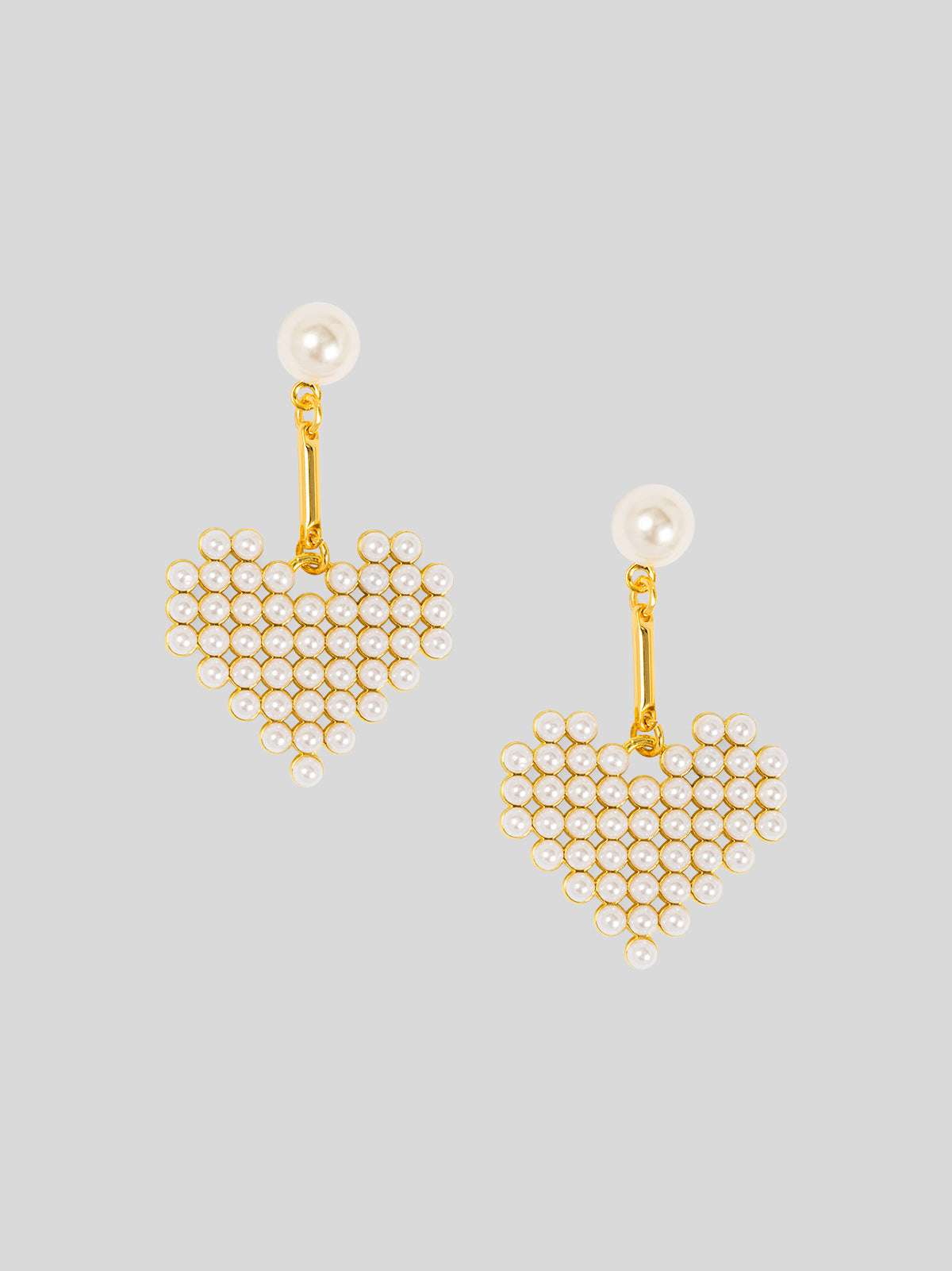 Beaded Heart Pearl Drop Earring
