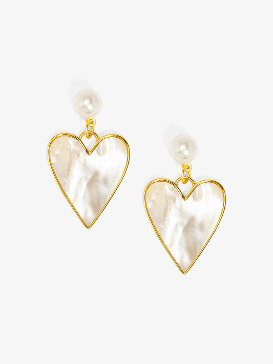 Sea Light Heart Mother Of Pearl Drop Earring