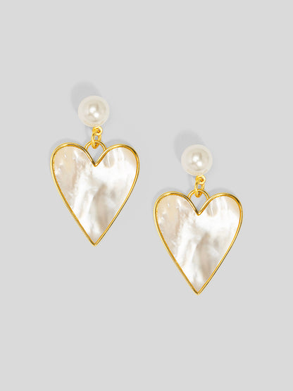 Sea Light Heart Mother Of Pearl Drop Earring