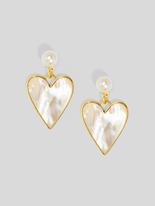Sea Light Heart Mother Of Pearl Drop Earring