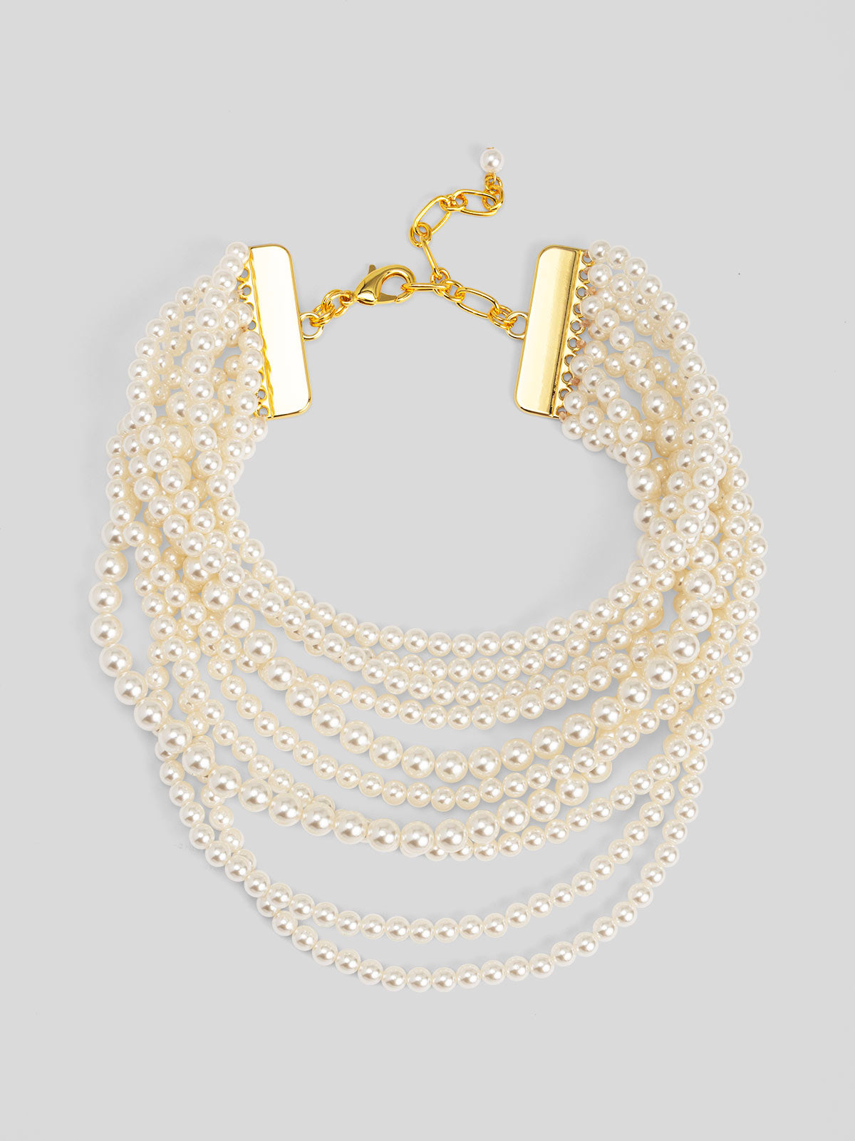 10 Strand Small Pearl Collar Necklace