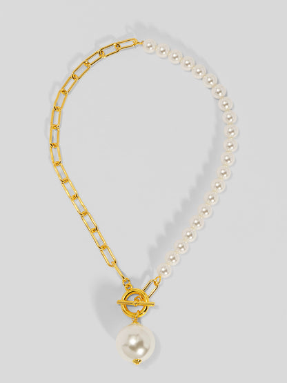 Chain and Pearl Pendant Necklace
