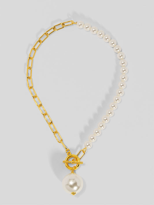 Chain and Pearl Pendant Necklace