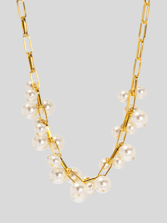 Pearl and Chain Collar Necklace