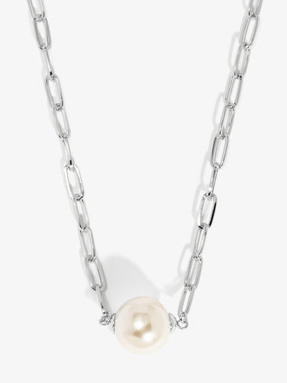 Pearl Charm Link Collar Necklace