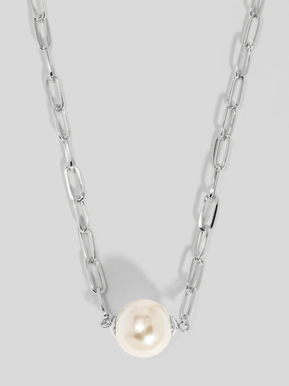 Pearl Charm Link Collar Necklace