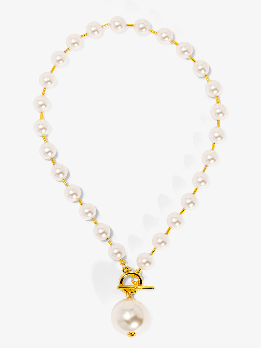 Pearl Beaded Collar Necklace with Tube Spacers
