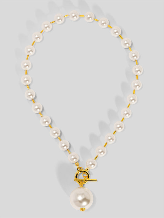 Pearl Beaded Collar Necklace with Tube Spacers