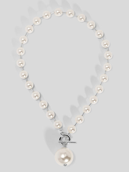 Pearl Beaded Collar Necklace with Tube Spacers