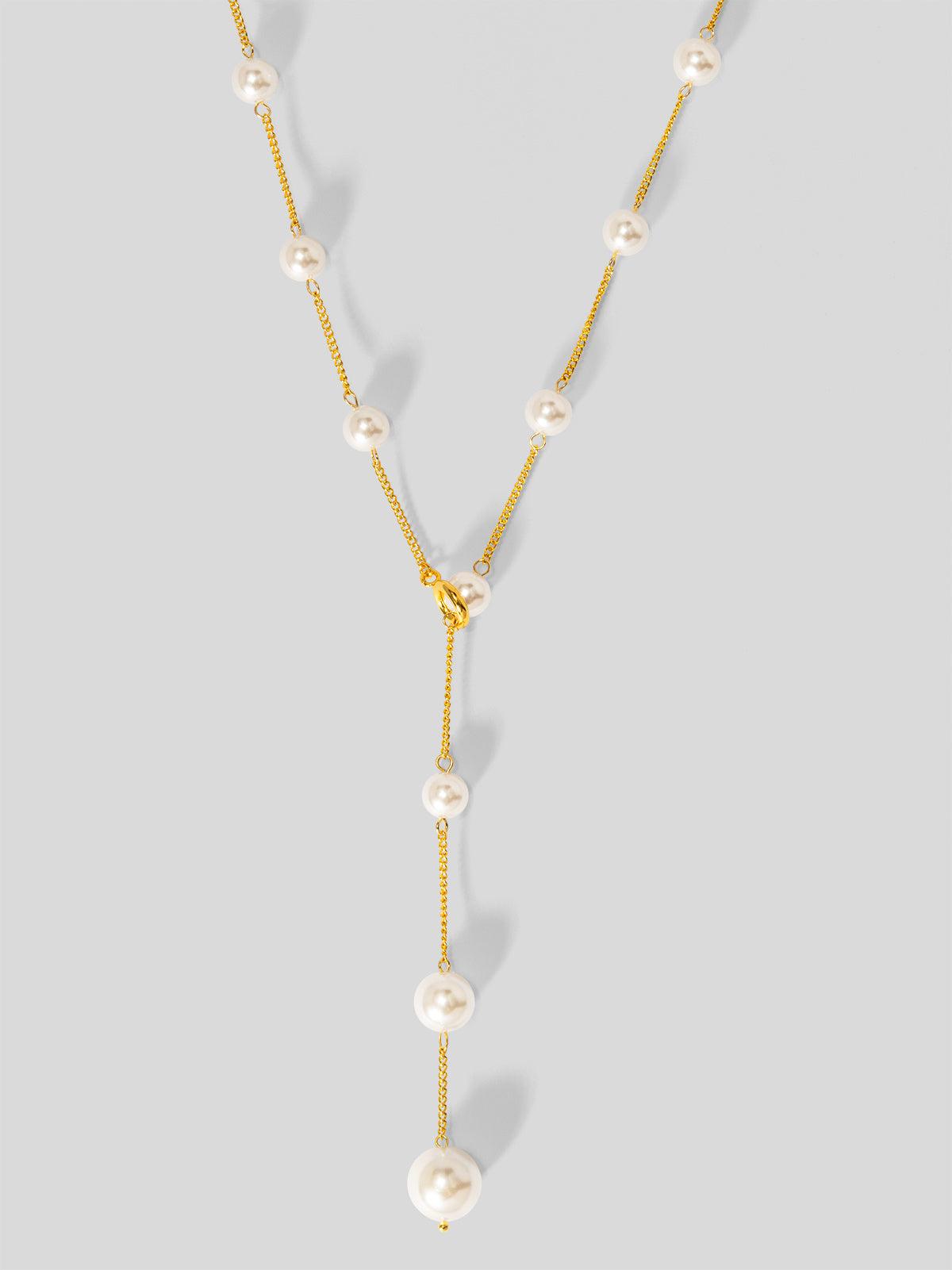 2 in 1 Pearl Lariat Collar Necklace