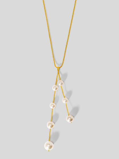 Pearl Lariat Collar Necklace
