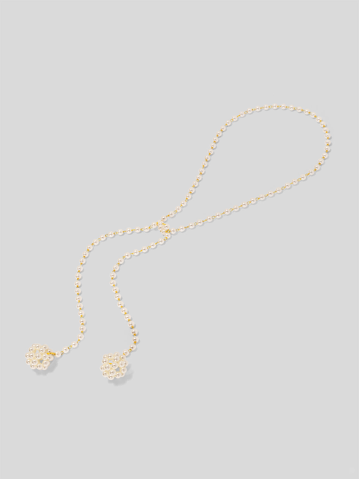 Clustered Pearl Lariat Long Necklace