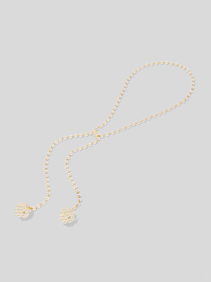 Clustered Pearl Lariat Long Necklace