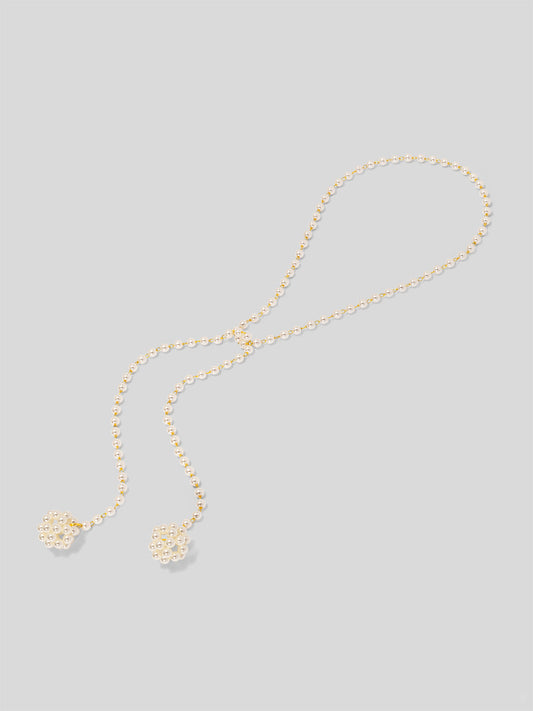 Clustered Pearl Lariat Long Necklace
