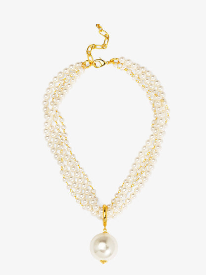 Multistrand Pearl Pendant Short Necklace