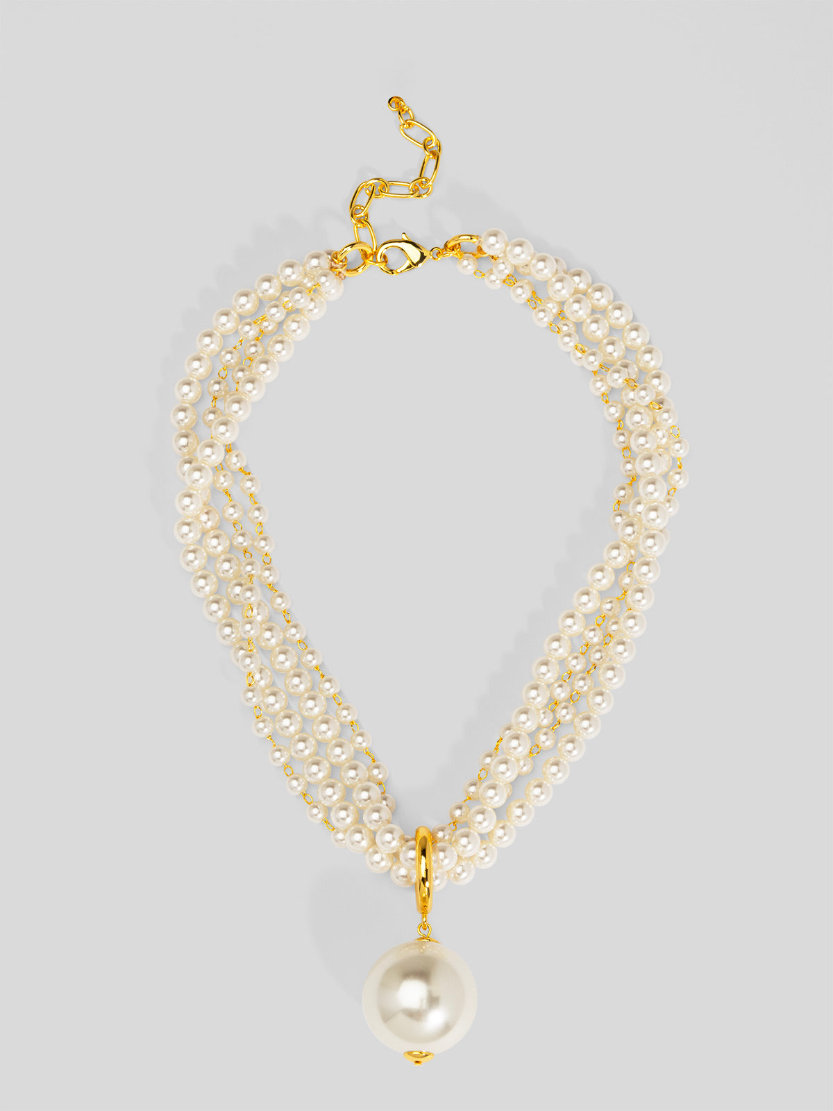 Multistrand Pearl Pendant Short Necklace