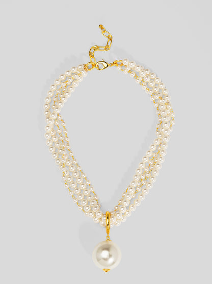 Multistrand Pearl Pendant Short Necklace