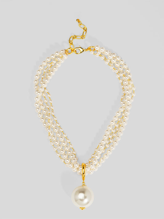 Multistrand Pearl Pendant Short Necklace