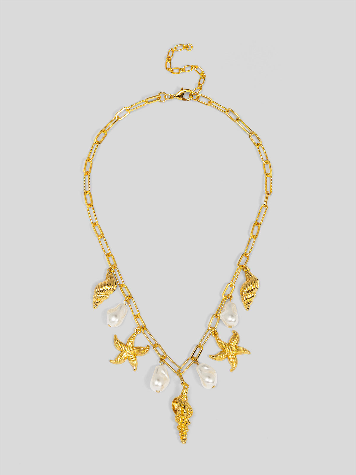 Baroque Pearl and Sea Charm Short Necklace