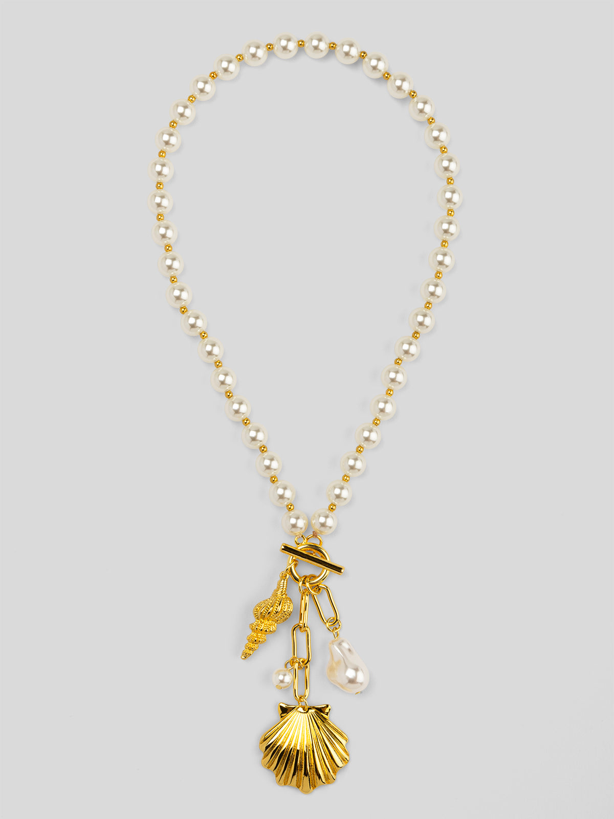 Pearl Sea Charm Lariat Necklace