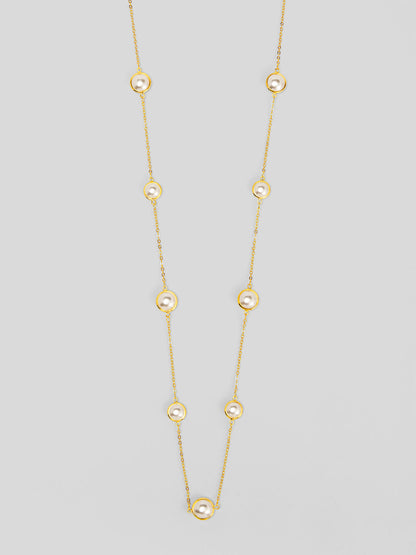 Half Pearl and Chain Magnet Long Necklace