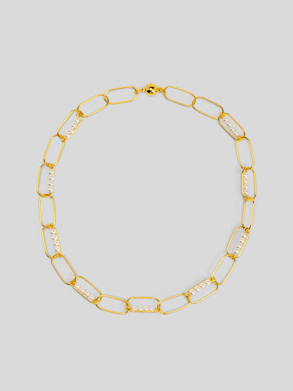 Linear Pearl Chain Short Necklace