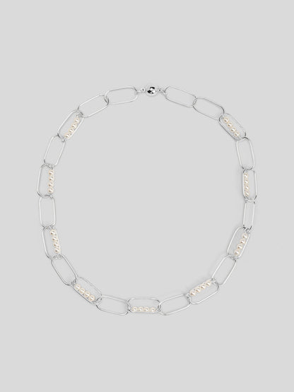 Linear Pearl Chain Short Necklace
